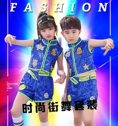HAIJINMINGWEN children's sequins modern jazz costume hand-embellished bright hip hop hip-hop performance set HAIJINMINGWEN children's sequins modern jazz costume hand-embellished bright hip hop hip-hop performance set
