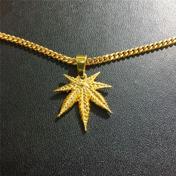 

Micro Weed Pendent Necklace Small Pendant Short Chain Alloy Leaf Pot Choker Necklace Hip Hop Men Women Fashion Jewelry Gold