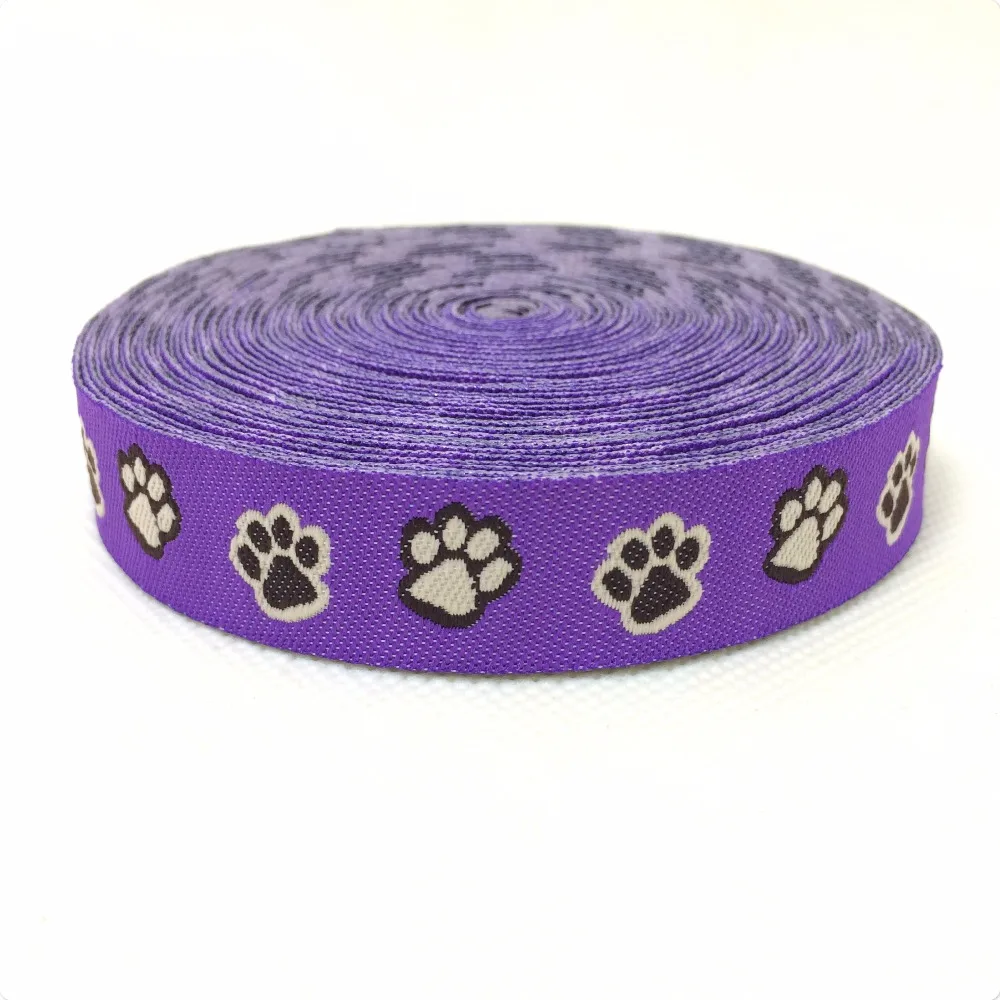 2015 Nuovo Commercio All'Ingrosso 5/8 &Quot;16Mm 10Y/Lotti 100% Poliestere Viola Piedi Di Colore Tessuto Jacquard Ribbon Per Il Collare Di Cane De