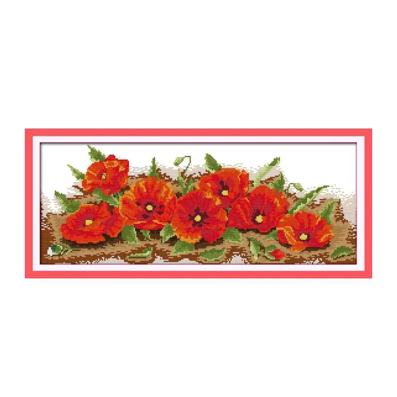 Комплекты dmc Poppy flowers de algodon diy hecho a mano costura decoracion la pared|dmc kit|costura punto cruzdiy |