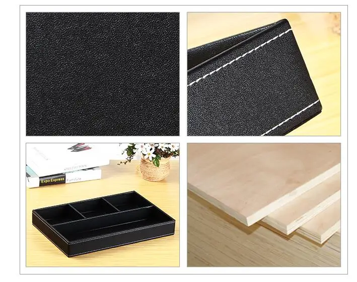 Прямоугольник коричневый и черный цвет изде + Искусственная кожа лоток для хранения офисная коробка для хранения поднос коробка домашнего