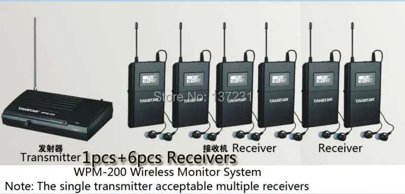 

2017 UHF Wireless In Ear Stage Monitor System TAKSTAR In Ear Stage Wireless Monitor System 6 Receivers + 1 Transmitter WPM-200