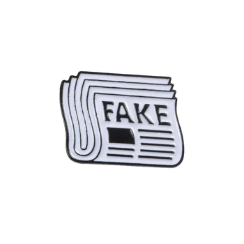 

White Newspaper Fake News Enamel Brooch Punk Badge Editor Gift