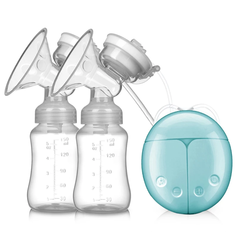 Loozykit Лидер продаж двойной Электрический молокоотсос с молочной бутылкой младенческой USB мощная грудь насосы Грудное вскармливание - Цвет: Blue
