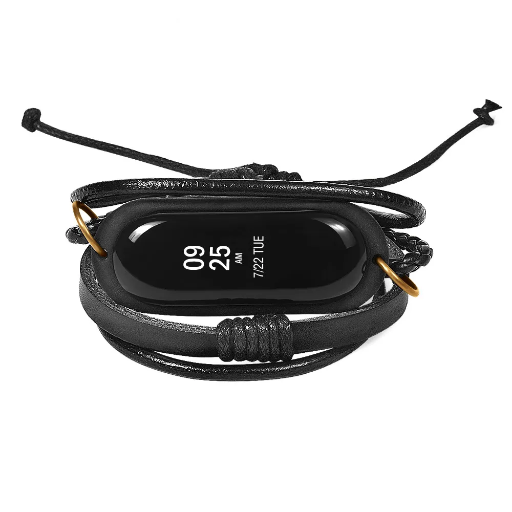 

Fashion Men Women WristBand Leather Bracelet Strap Weave Braided Bracelet Replacement For Xiaomi Mi Band 3 l925#2