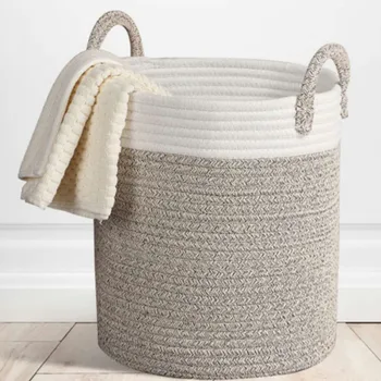 

Nordic Cotton Rope Hamper Clothing Storage Basket Toy Debris Storage Basket Bedroom Collapsible Organizer Large Laundry Bucket