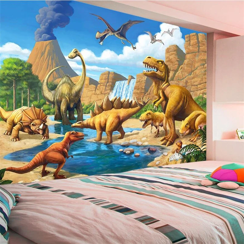 Wellyu Papier Peint Carta Da Parati Per Pareti 3 D Carta Da Parati Personalizzata Dinosaur Jurassic Tyrannosaurus Rex Longtian Camera Dei Bambini