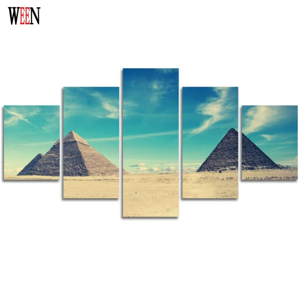 

HD Printed Egyptian Picture With Framed Direatly Handed 5 Piece Canvas Art Wall Pictures For Living Room cuadros decoracion