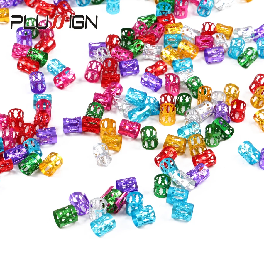 50-100 Pcs Dreadlock Beads Metal Hair Clips Accessories For Dreadlocks 7 Colorful Adjustable Hair Bead Golden Silver Hair Rings