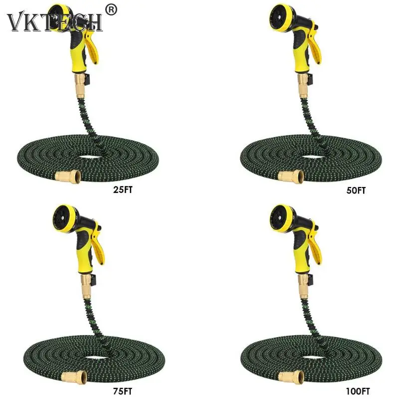 25FT-100FT удлиняемый садовый шланг Волшебная водопровод вода мытья автомобиля пистолет набор оросительной системы наборы для полива с распылителем