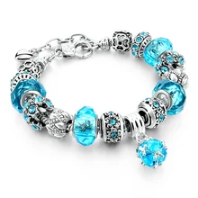 Szelam 2017 New Crystal Beads Bracelets Bangles Silver Plated Charm Bracelets For Women Friendship Pulseras SBR160014