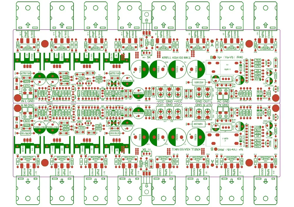 Ссылка KSA100 MKII схема 300 Вт* 2 1943 5200/NJW0281 0302 зеркало симметричный дизайн Усилитель мощности доска