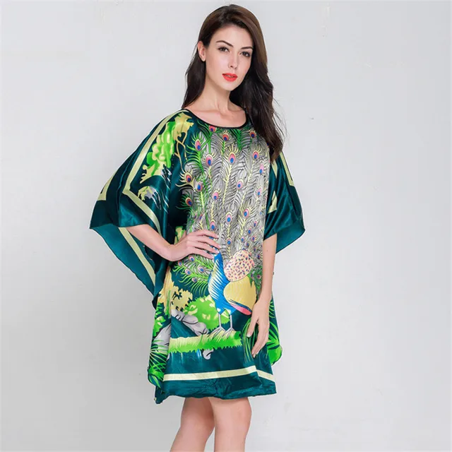 Plus Size Black Women’s Summer Lounge Robe Lady New Sexy Home Dress Rayon Nightgown Large Loose Sleepwear Bathrobe Gown S002-B