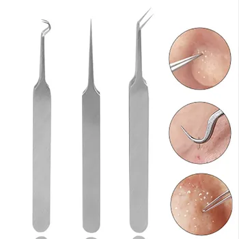 

Pimple Needle Blackhead Remover Black Head Removal Extractor Beauty Tools With Black PU Leather Bag 9 Pcs 5456