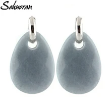Sehuoran геометрические серьги-кольца для женщин роскошные натуральные камни витая вода капельные серьги женские сережки