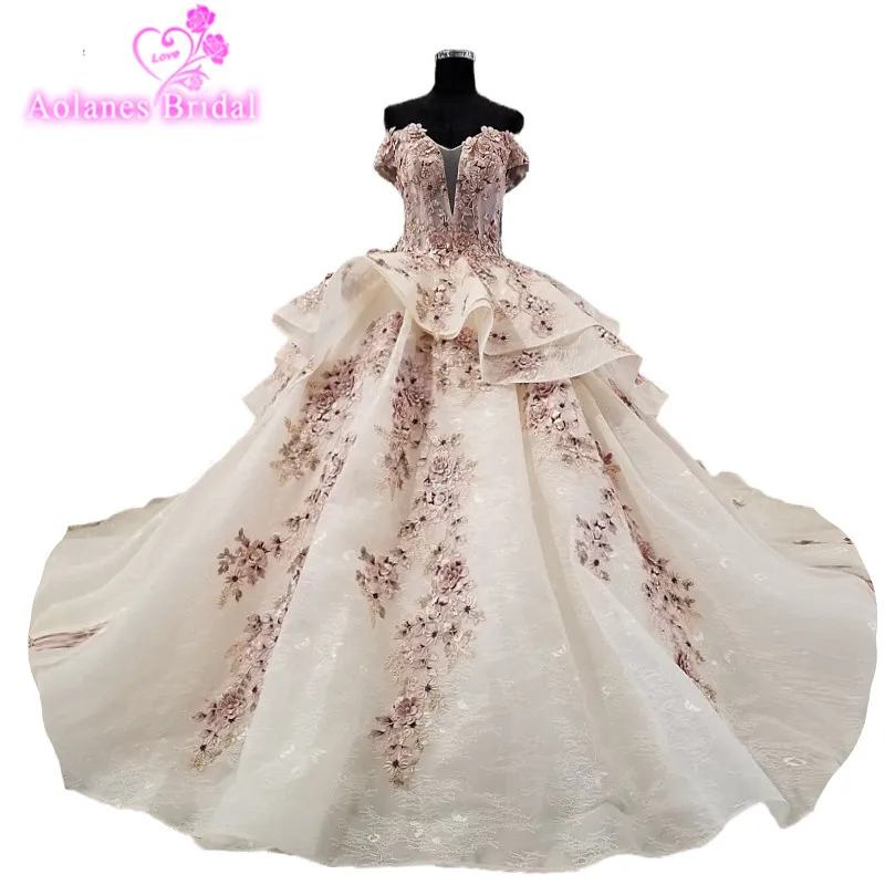 champagne vintage wedding dress