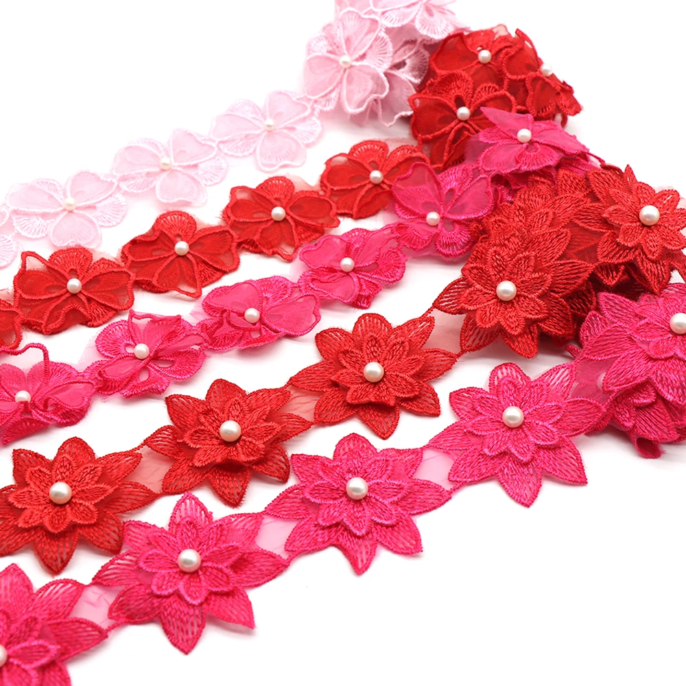

H664 91CM Pearl Flower DIY Soluble Wedding Lace Lace Trim Knitting Embroidered Handmade Patchwork Ribbon Sewing Supplies Craft
