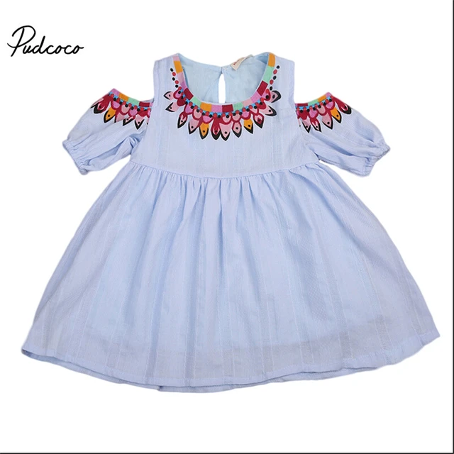 toddler baby girls print tunic dress cold shoulder kids girl