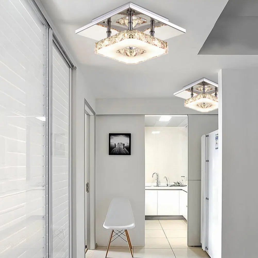 Pendente de Teto em Cristal Lustre de Aço Inoxidável para Sala Luminária Corredor Deração Moderno 2 Luzes de teto