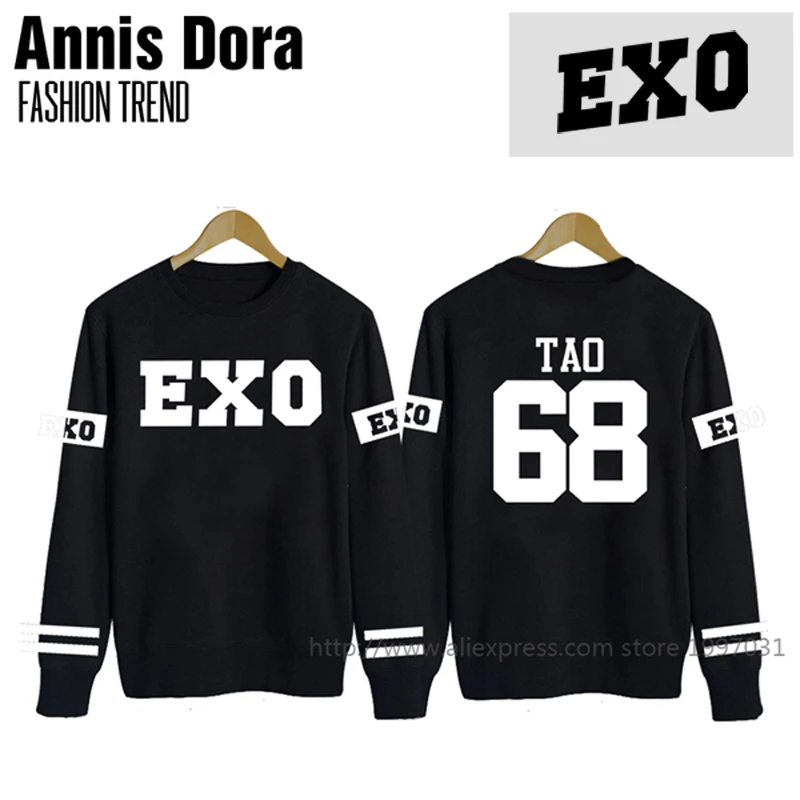 Kpop Exoルーハンtao Kai Kris Baekhyun Chanyeol陳捜狐sehun Xiumin築く行う名番号プルオーバーセーター Sweater Pullover Sweater Exosweater Kpop Aliexpress