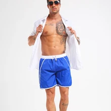 WD809 сплошной цвет: черный, синий пляжные шорты мужские пляжные быстросохнущие спортивные фитнес Шорты летний отпуск, доска Шорты трусы-плавки, мужское одежда для плавания Sunga