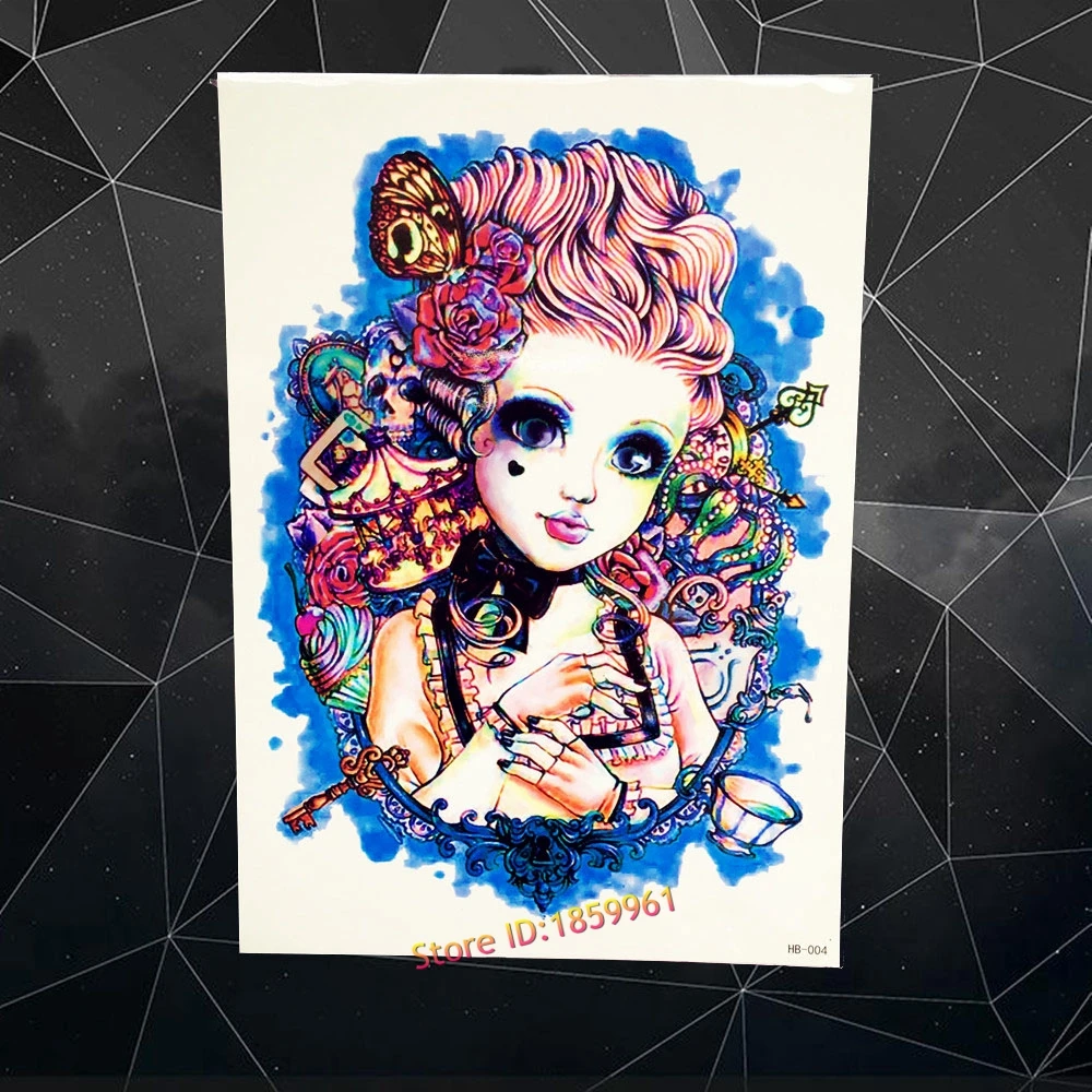 

Henna Gold Hair Designs Temporary Tattoo Beauty Women Body Art Tattoo Arm Sleeve Magic Girl Pattern 21x15CM Large Size Tatoos