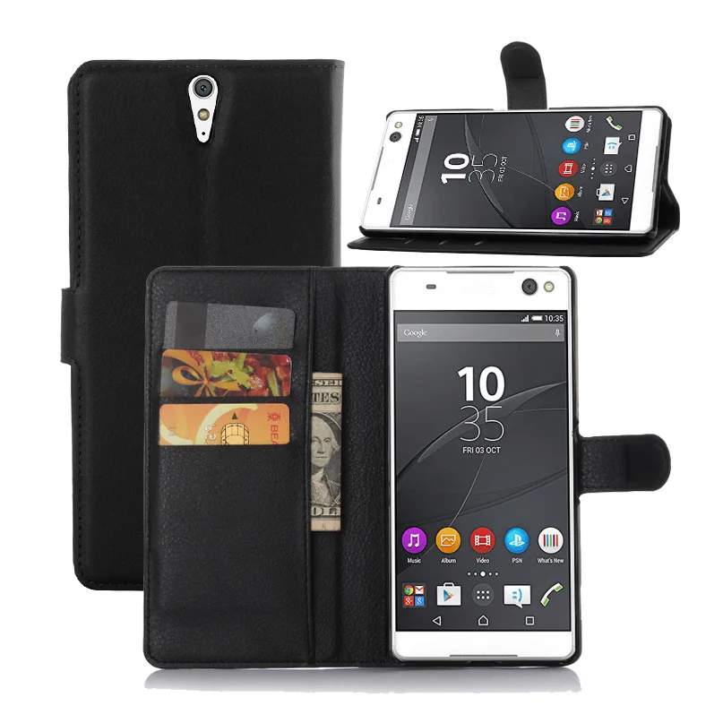 Роскошный чехол-кошелек с подставкой из искусственной кожи для Sony Xperia C5 ультра