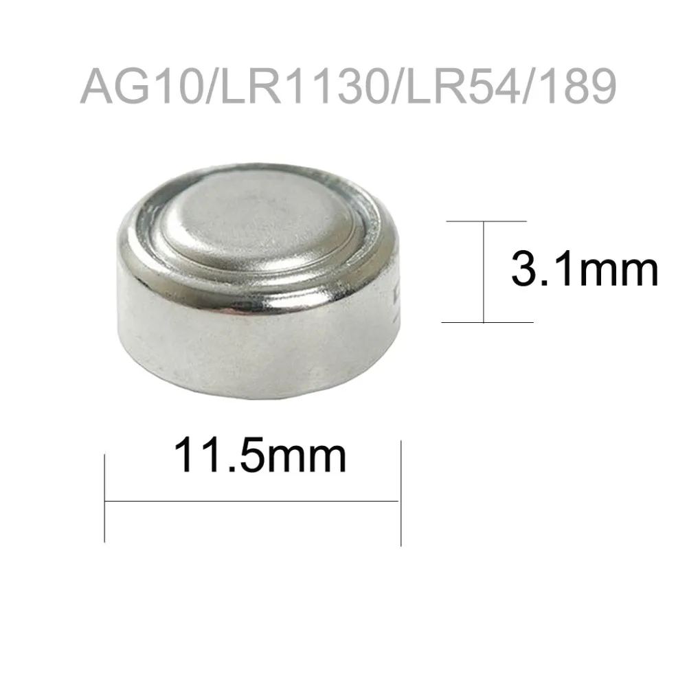 1000x1,5 V AG10 Батарея 389a L1131 189 389 LR1130 SR1130 LR54 аккумуляторы таблеточного типа