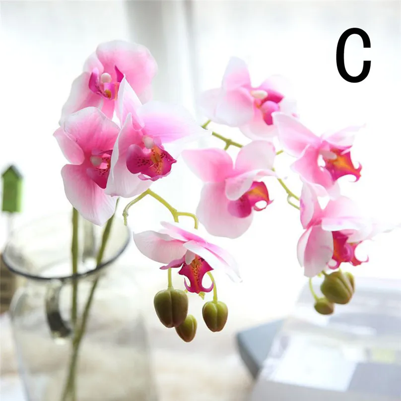 Fashion Orchid Artificial Flowers DIY Colorful Butterfly Orchid Silk Flower Bouquet Phalaenopsis Wedding Decoration #3m20 (13)