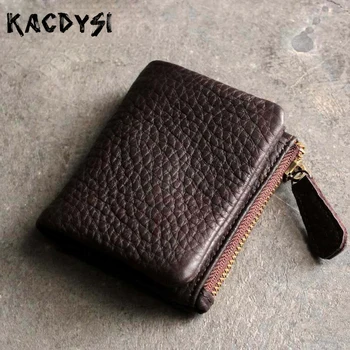 

KACDYSI Original Cowhide Genuine Leather Women's Wallet Bifold Small Coin Purse Vintage Simple Lady Coin Pocket Money Cash Purse