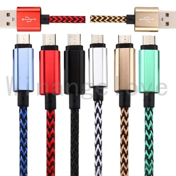 

1m 3FT Aluminium Alloy Micro V8 fabric braided nylon usb data cable for samsung s7 s6 android phone