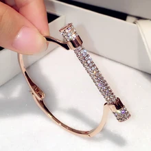 Famoso de Lujo Lleno de Cristal de Herradura Manguito Pulseras de Diamantes de Imitación Brazaletes Brazalete Pulseira Feminina bijou brazal de la alta calidad