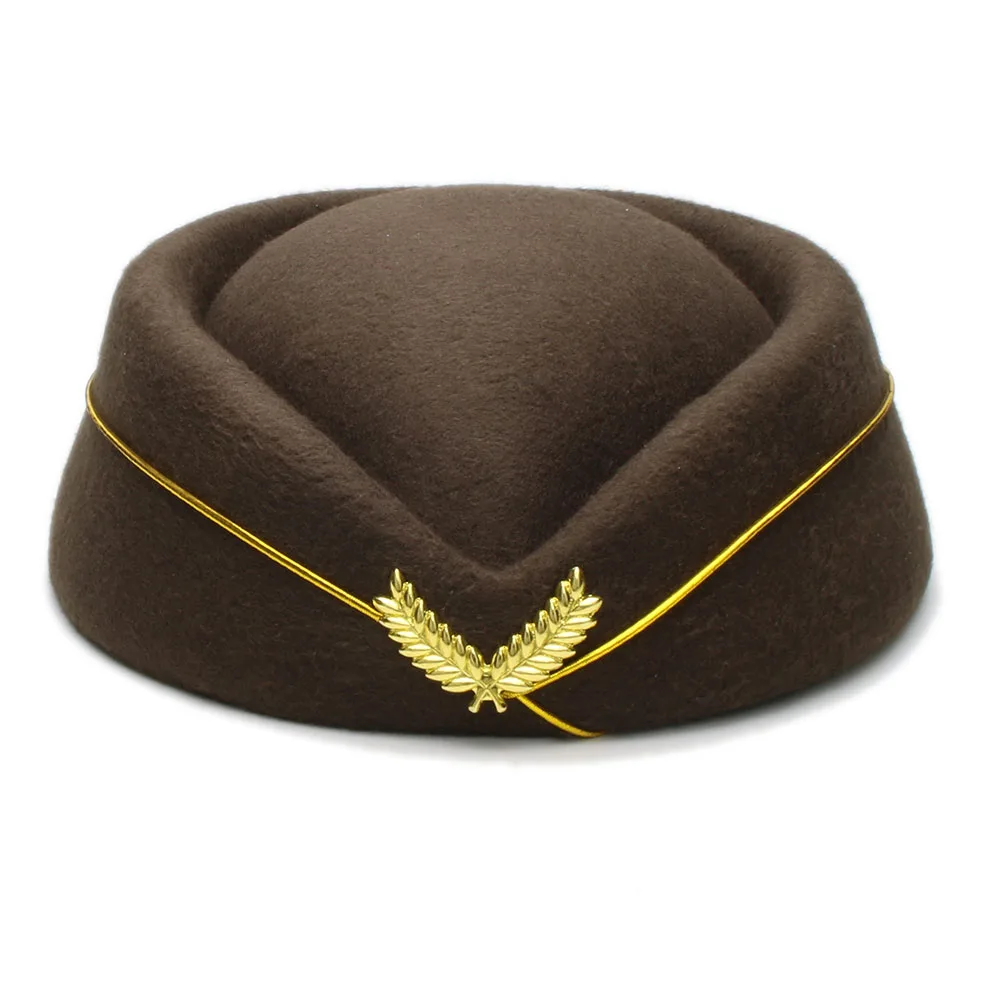 LUCKYLIANJI 100% High Quality Woolen Pillbox Stewardess Air Hostesses Waitress Base Cap Perform Band Cosplay Party Beret Hat