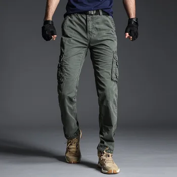 

Men's Cargo Pants Men Casual Multi Pockets Military Large size Tactical Pants Army Straight Cotton Long Trousers New Brand 51