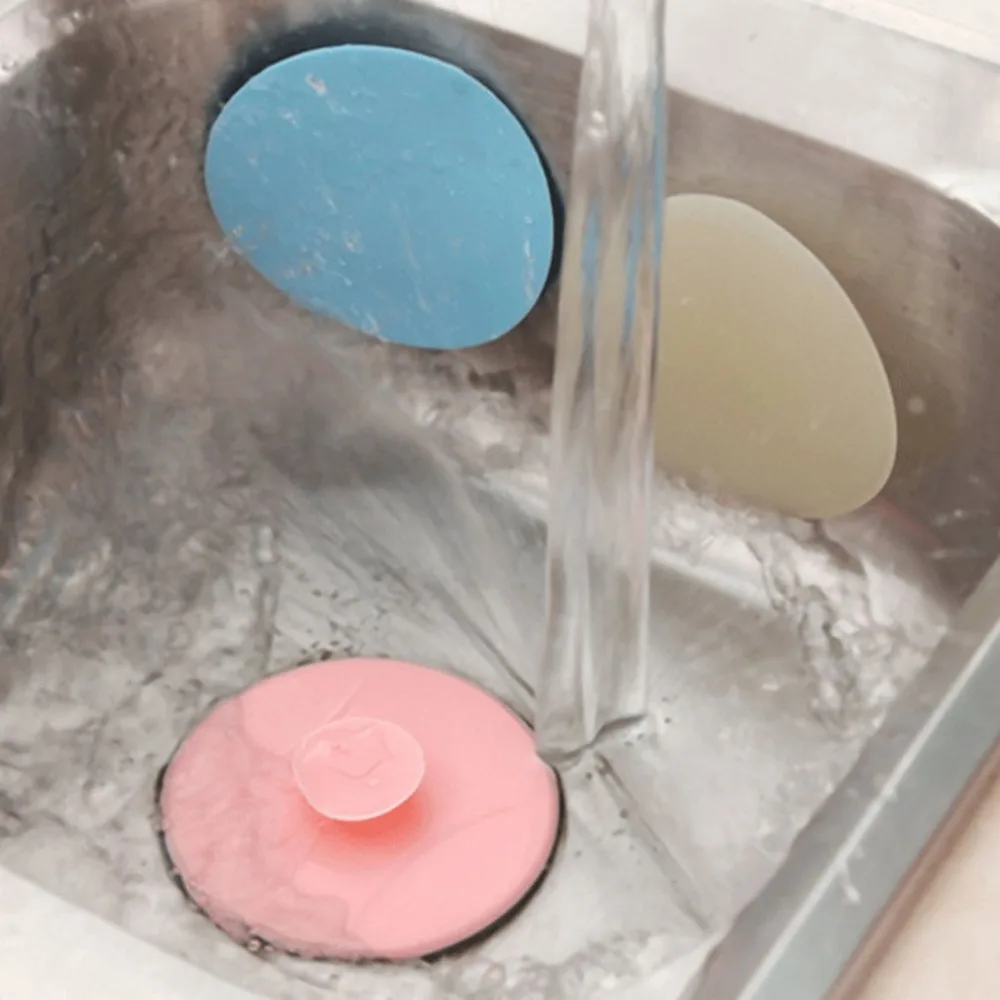 

PVC Sink Stopper Drain Plug for Chrome Ring Basin Laundry Suction Cup Design Water Stopper Tool Kitchen Gadgets