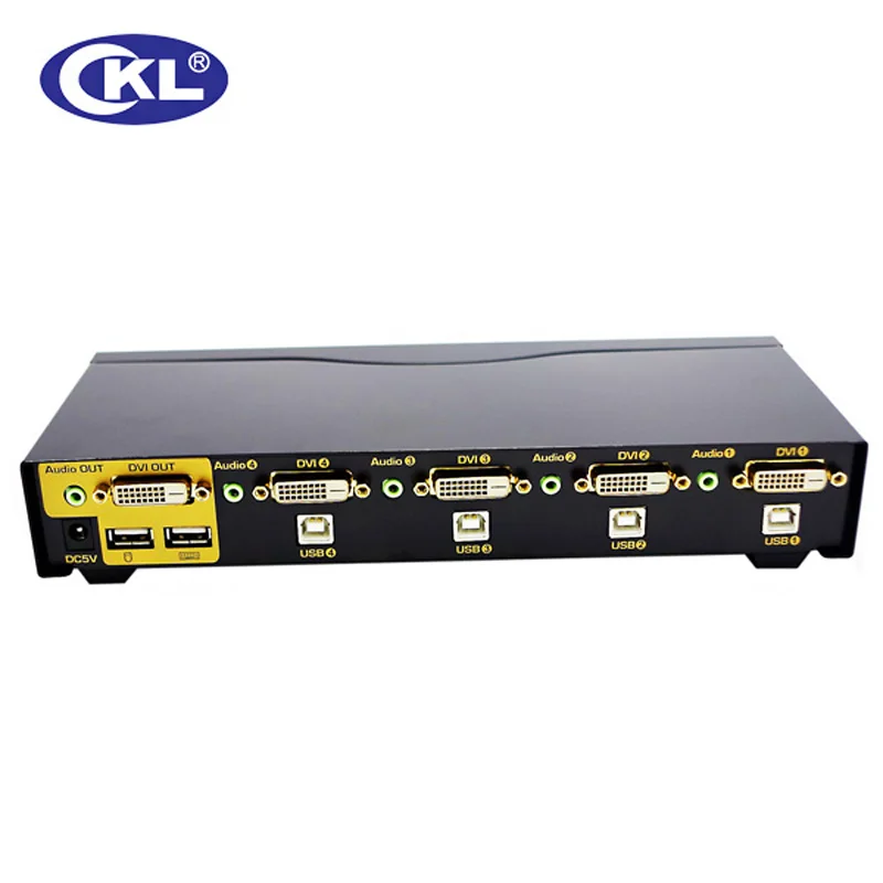 CKL-94D 4 порта USB DVI KVM переключатель с аудио и функцией автоматического сканирования металл