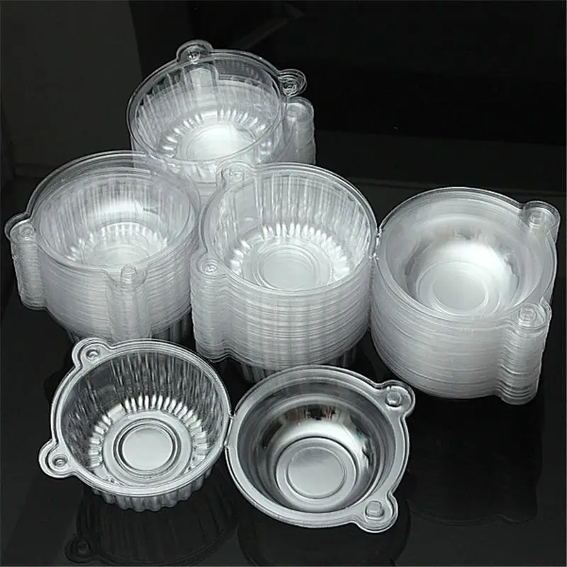 

100Pcs round Clear Cupcake Muffin Cookie Food Plastic Box Holder Container Case