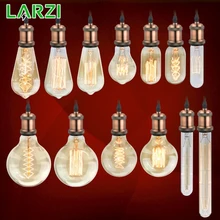 LARZI Retro Luz de Edison bombilla E27 220V 40W A19 A60 ST64 T10 T45 T185 G80 G95 filamento Vintage ampolla lámpara incandescente