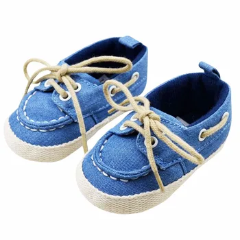 

Baby Boy Girl Blue Sneakers Soft Bottom Crib Shoes Size Newborn to 18 Months