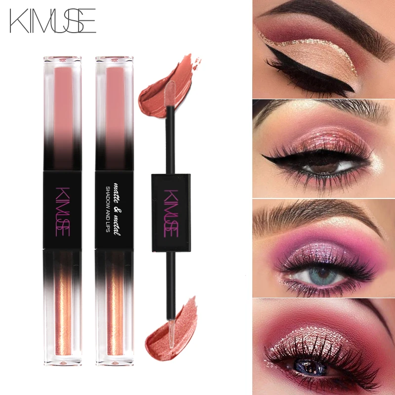 

KIMUSE Multifunctional Dual-Use Eye Shadow Lipstick Double Head Glitter Metal Long Lasting Waterproof Beauty Eyeshadow Makeup