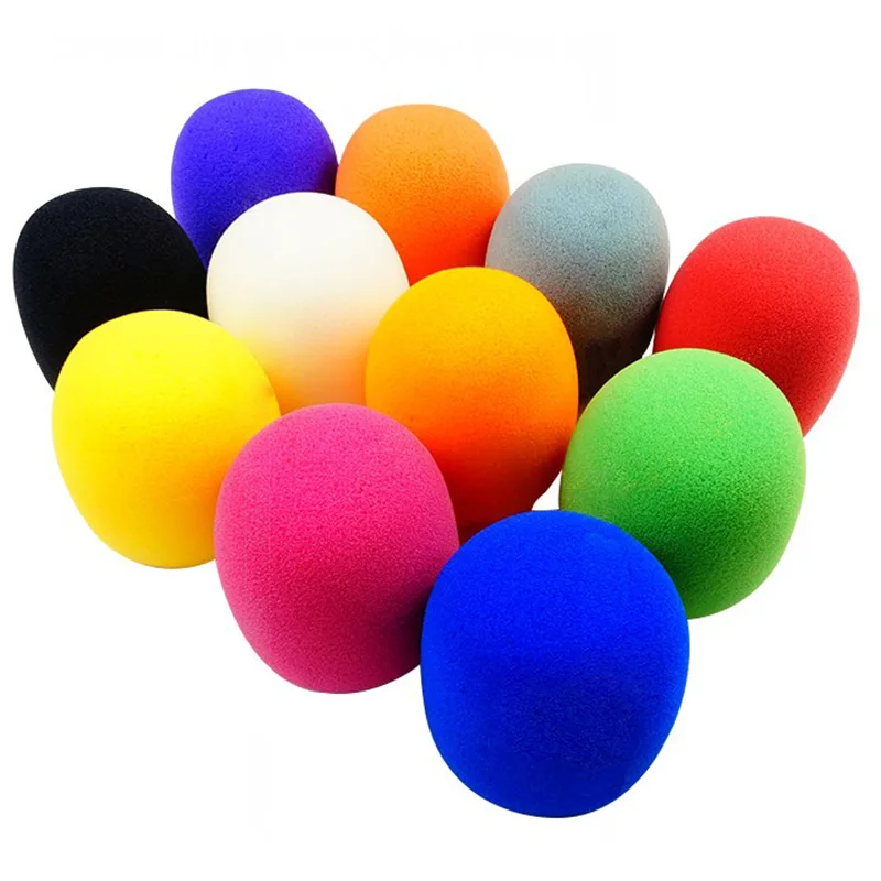 BCMaster 10 шт многоцветные ручные сценические шарики форма микрофон ветровое стекло пена чехол для микрофона караоке DJ 2," x 2,3" высокое качество