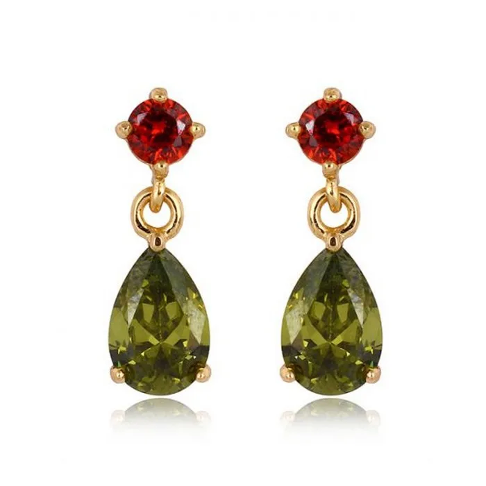 

MxGxFam Elegant Drop Water Earrings for Women 18 Gold Color Color Stone to Party