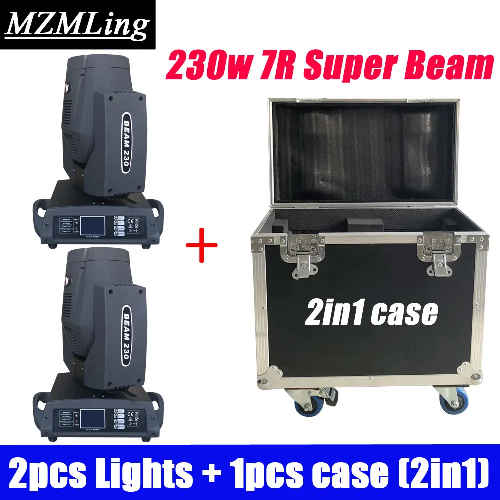 

2PCS Lights + 1PCS Flight Case 230w 7R Beam Light DMX512 Moving Head Light 17Gobos+14Chips Professional DJ/Bar/Par Stage Light