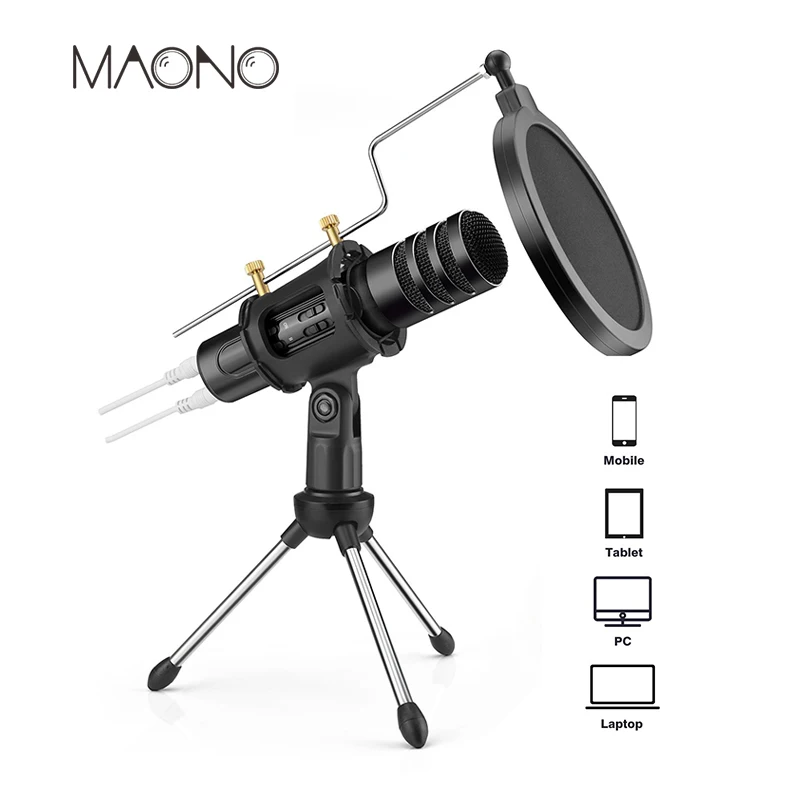 

MAONO USB Microphone Podcast Condenser Microphone With Stand Built-in Sound Card Speaker Professional Mic for Youtube Karaoke