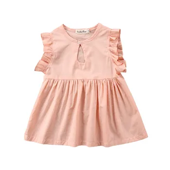 

Pudcoco Baby Girls Fashion Dress Solid Apricot Sleeveless Cute Dress For Beautiful Girl 1-4Y