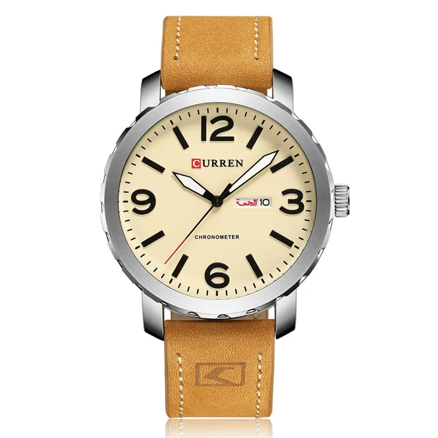 Curren спортивные часы мужские мужские s часы лучший бренд класса люкс Relogio Masculino кварцевые часы кожаный полосатый ремешок наручные часы 8273 - Цвет: yellow black