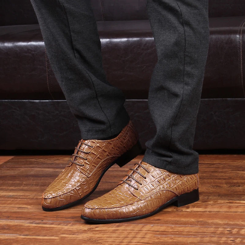 

Genuine Leather Oxford Shoes for Men Business Men Crocodile Shoes Men's Dress Shoes Wedding Shoes HH-720