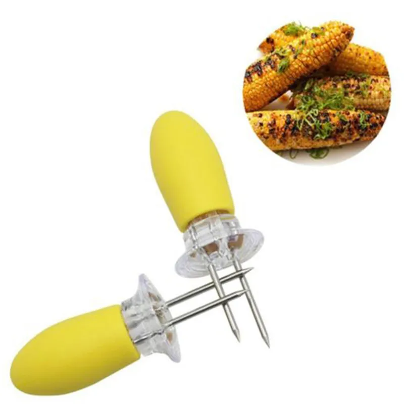 2Pcs/Set Premium BBQ Corn Holders Fork Multifunction Stainless Steel Barbecue Corn Tools Party