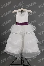 2016 Hot Ball Gown Flower Girl Dress for Wedding Cap Sleeve Sleeveless Dress for Child Layer