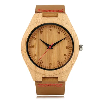 

2017 New Arrival Men Women Quartz Wooden Watch Hand-made Numerals Design Dial Wood Watches with Genuine Leather Watchband Gift